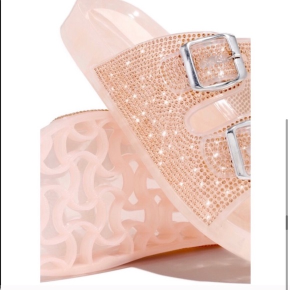Jelly Double Buckle Rhinestone Slip On San… - Picture 4 of 5